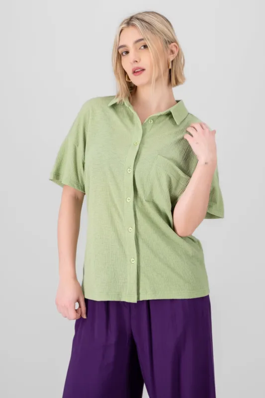Camisa over manga corta sold by Shasa