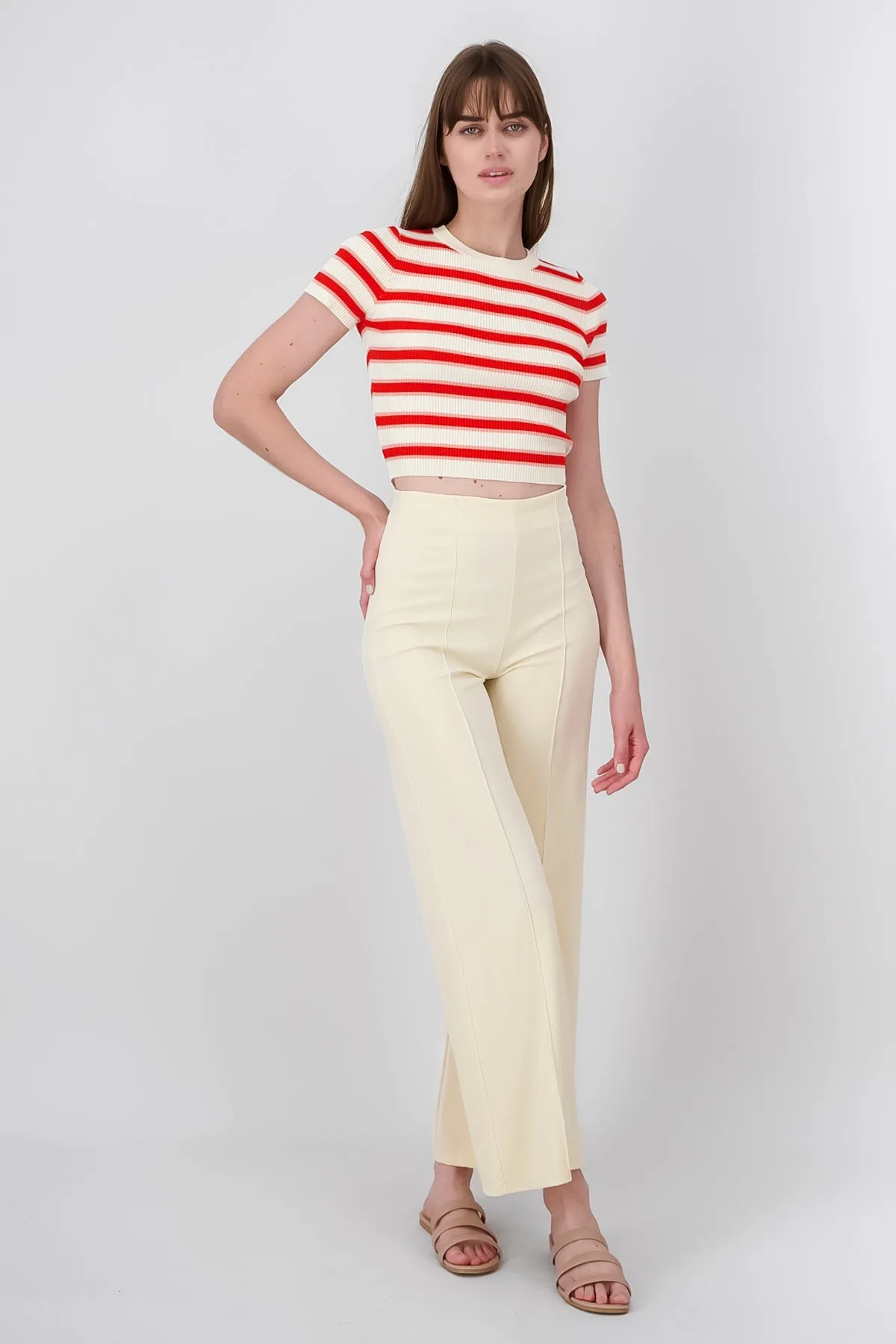 Pantalón Wide Leg Cintura Alta Costuras sold by Shasa