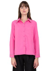 Camisa aplicación brillos solapa sold by Shasa