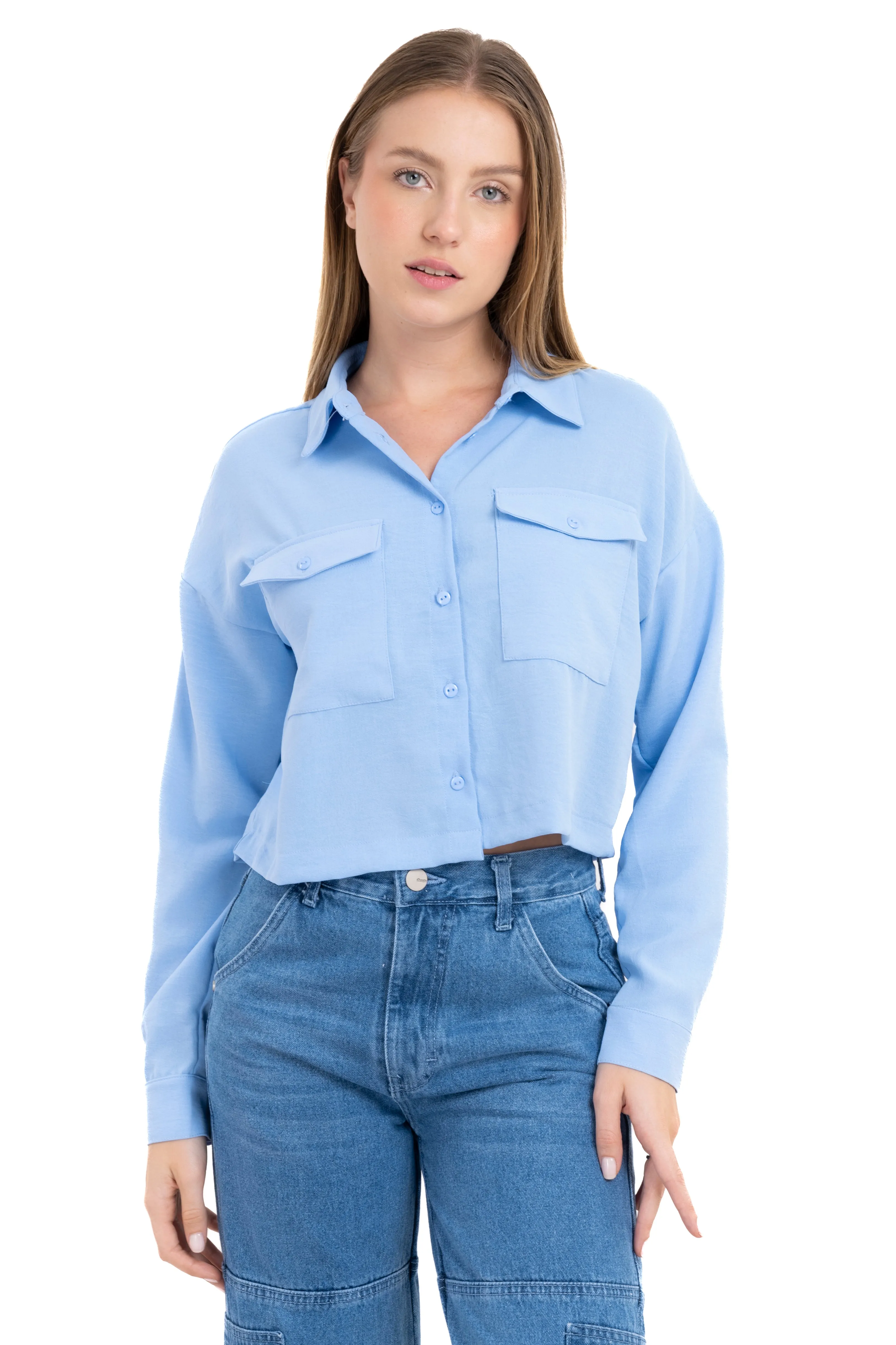 Camisa crop lisa bolsillos sold by Shasa product image thumbnail 2