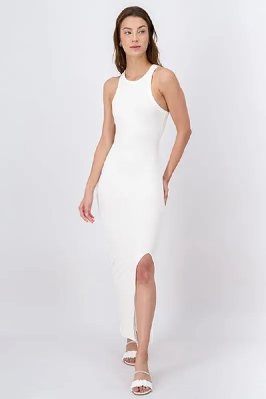 Vestido maxi acanalado abertura sold by Shasa