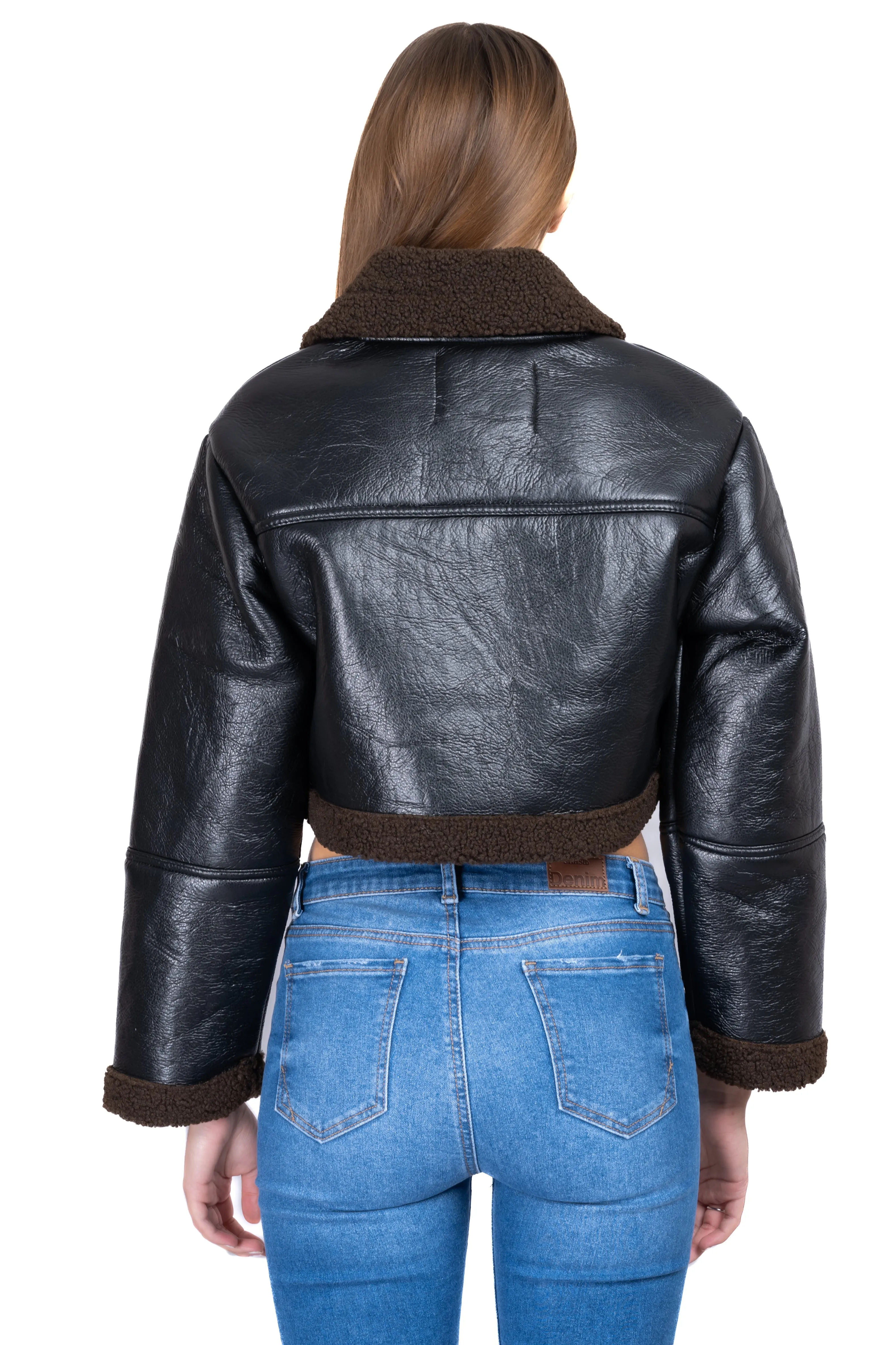 Chamarra aviador wet PU con borrego sold by Shasa product image thumbnail 4