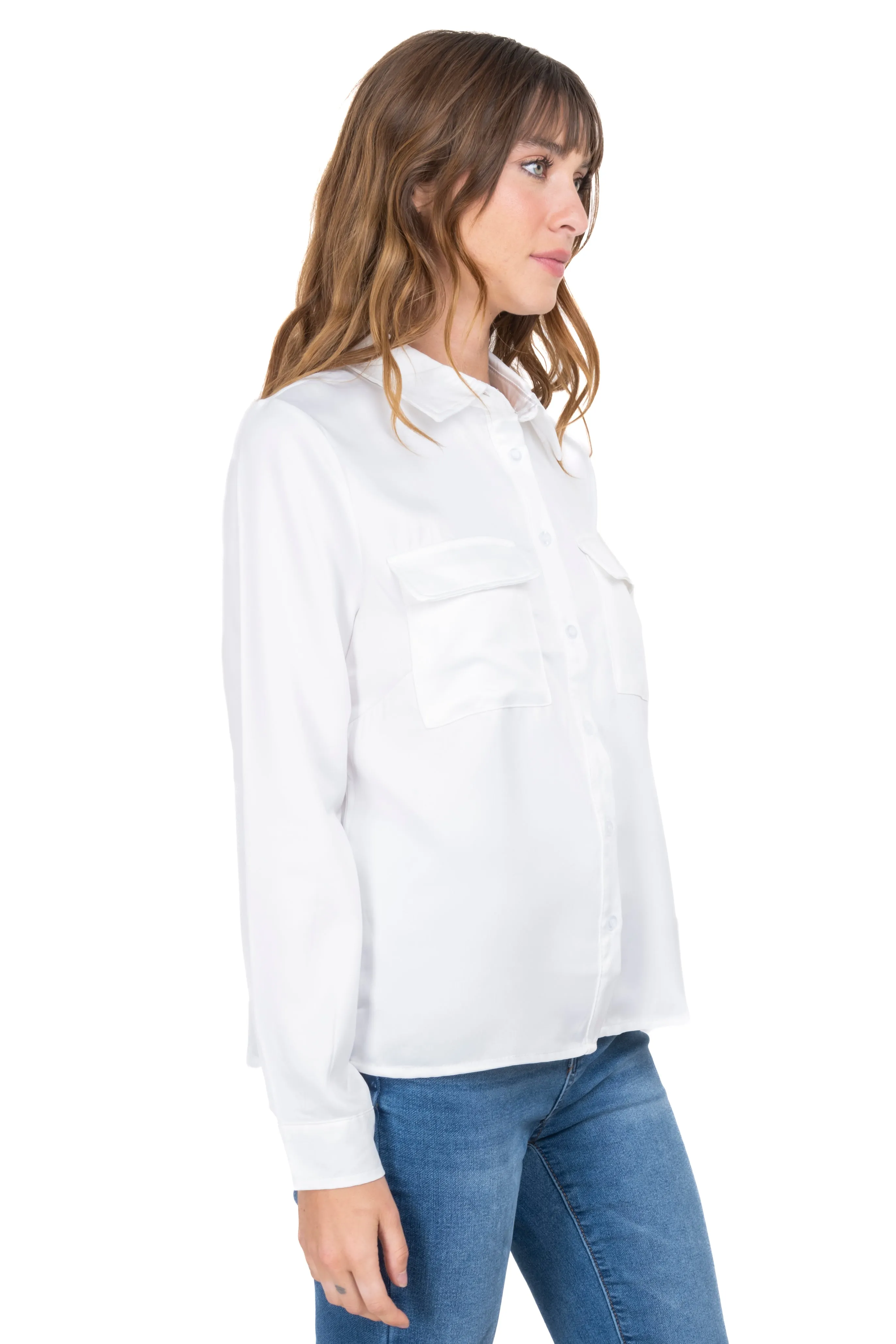 Camisa satinada bolsillos solapa sold by Shasa product image thumbnail 3