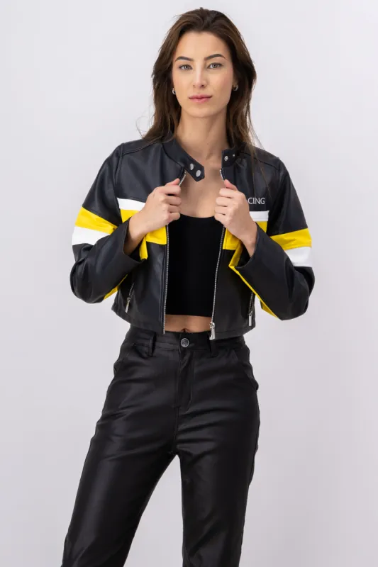 Chamarra biker efecto piel racing sold by Shasa