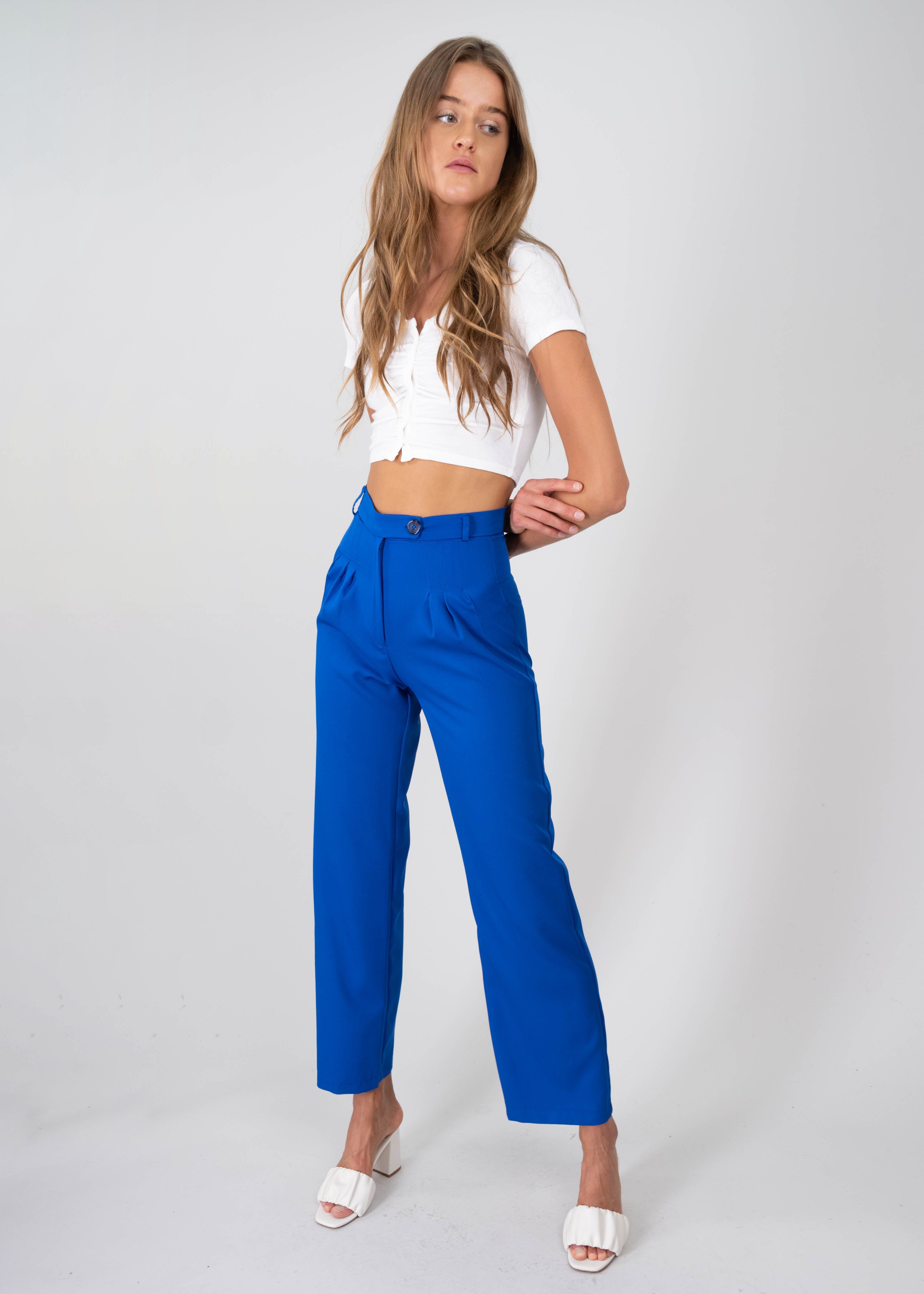 Pantalón wide leg cintura alta 3 pinzas sold by Shasa