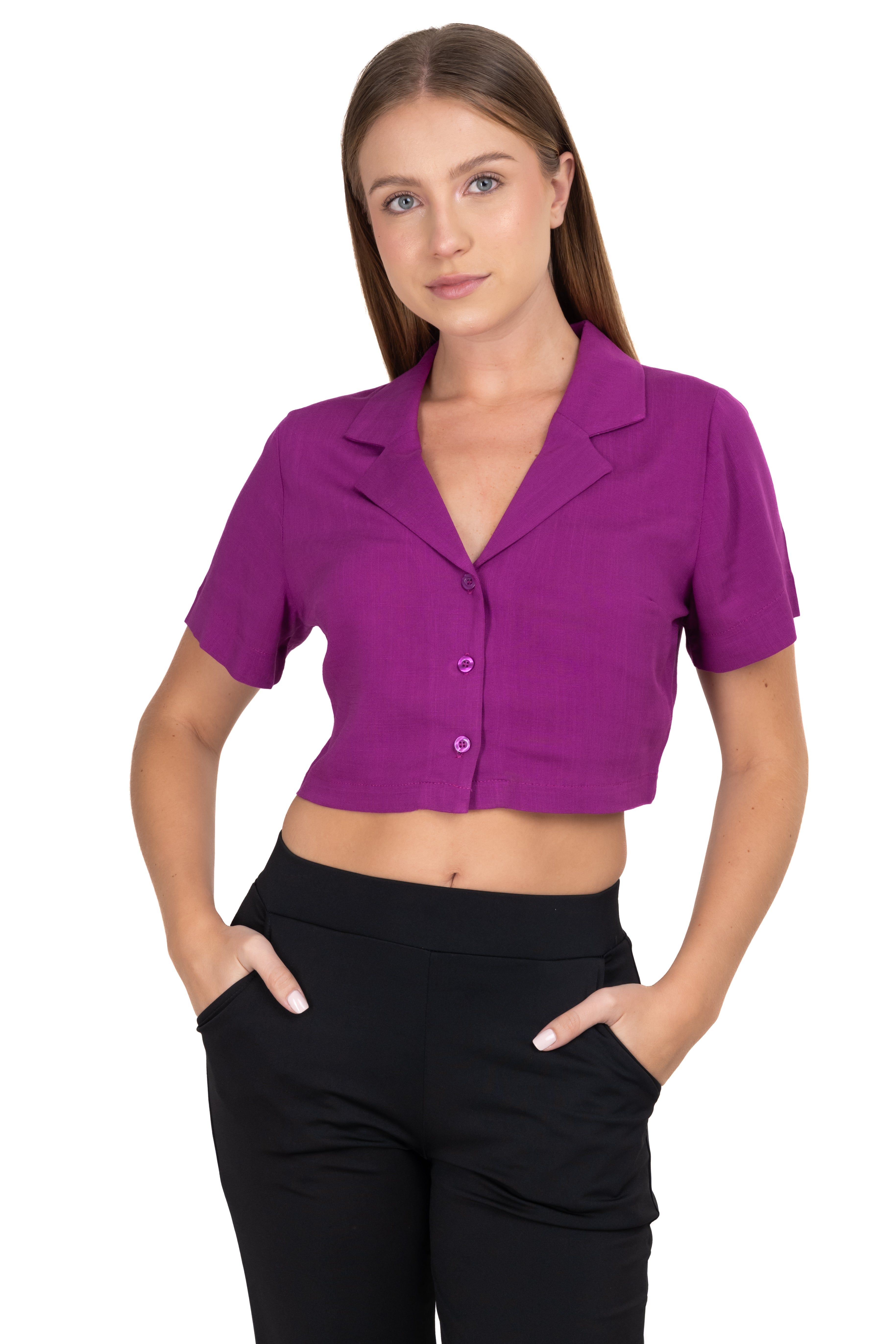 Camisa crop lisa sold by Shasa