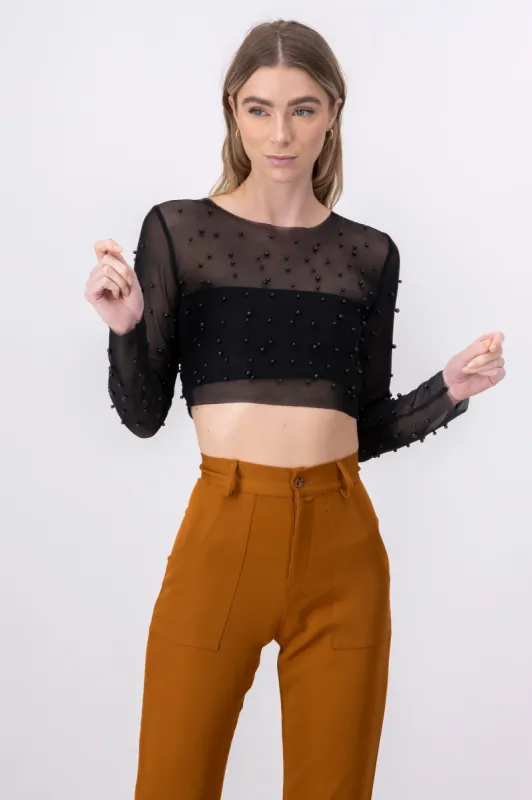 Top crop mesh perlas sold by Shasa