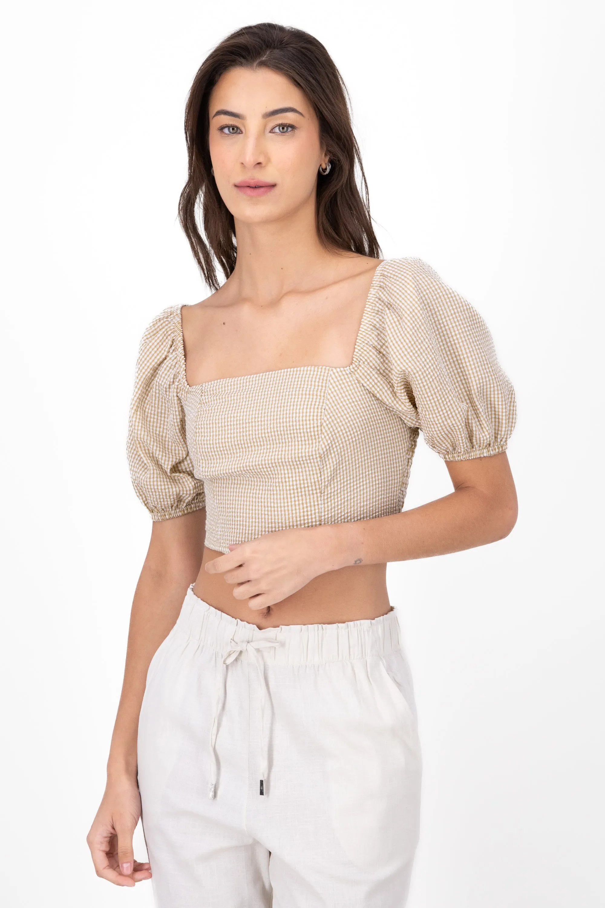 Blusa Manga Abullonada Cuadros sold by Shasa