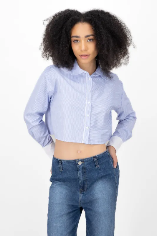 Camisa rayas contraste puños sold by Shasa