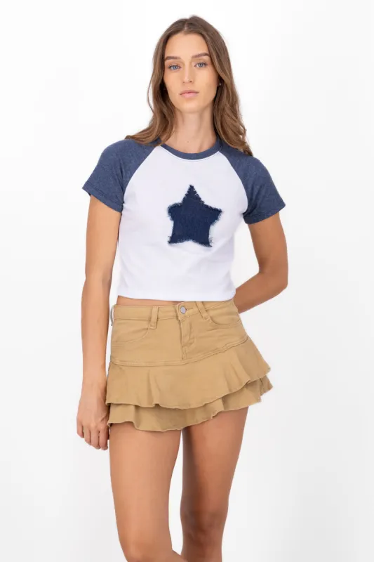 Playera crop parche estrella sold by Shasa