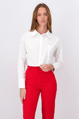 Camisa crop cuello brillos sold by Shasa