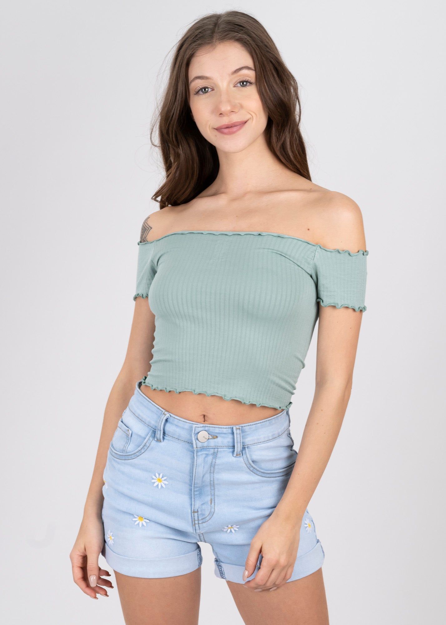 Top acanalado hombros descubiertos sold by Shasa product image thumbnail 2