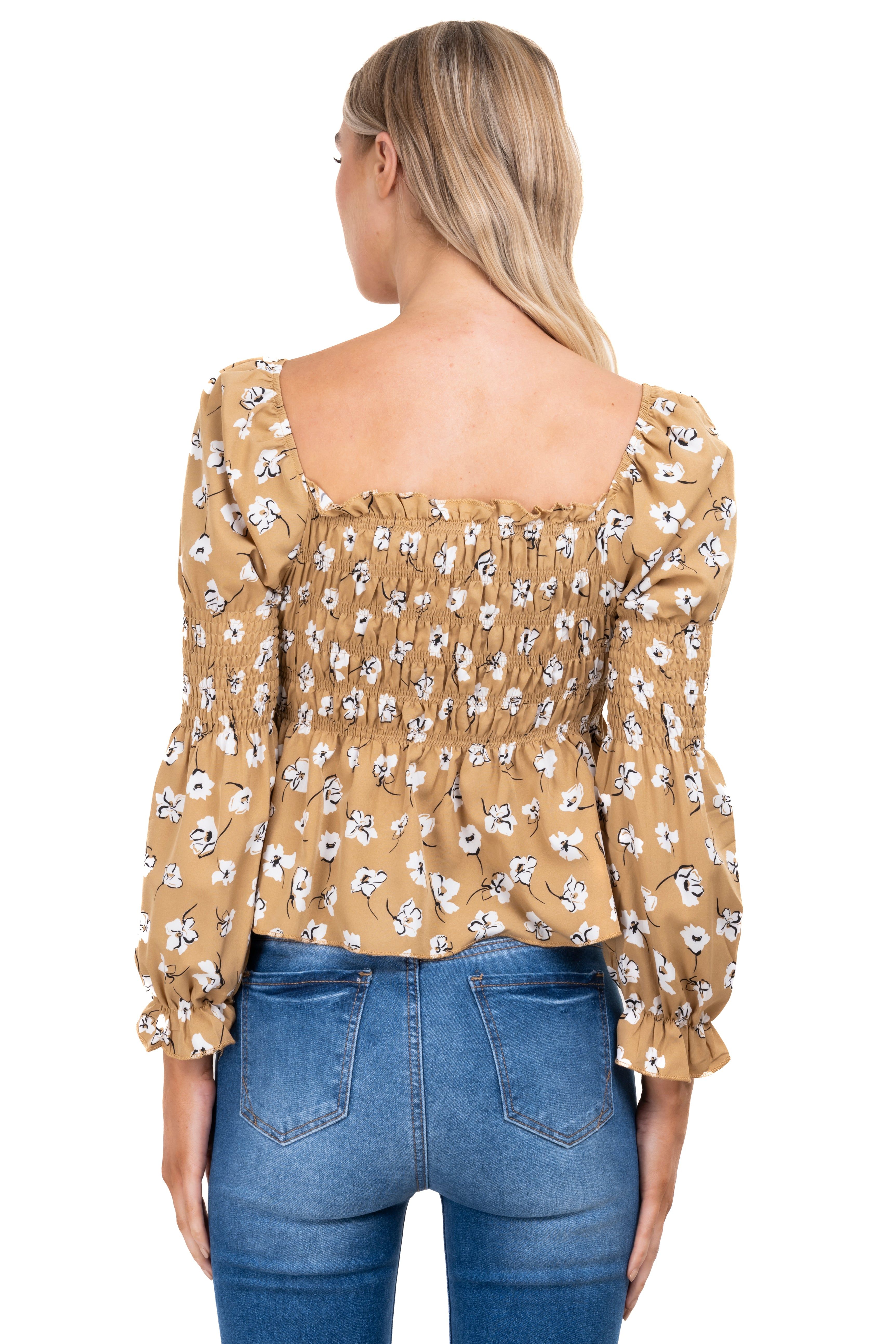 Blusa manga larga escote cuadrado detalle ligas sold by Shasa product image thumbnail 4