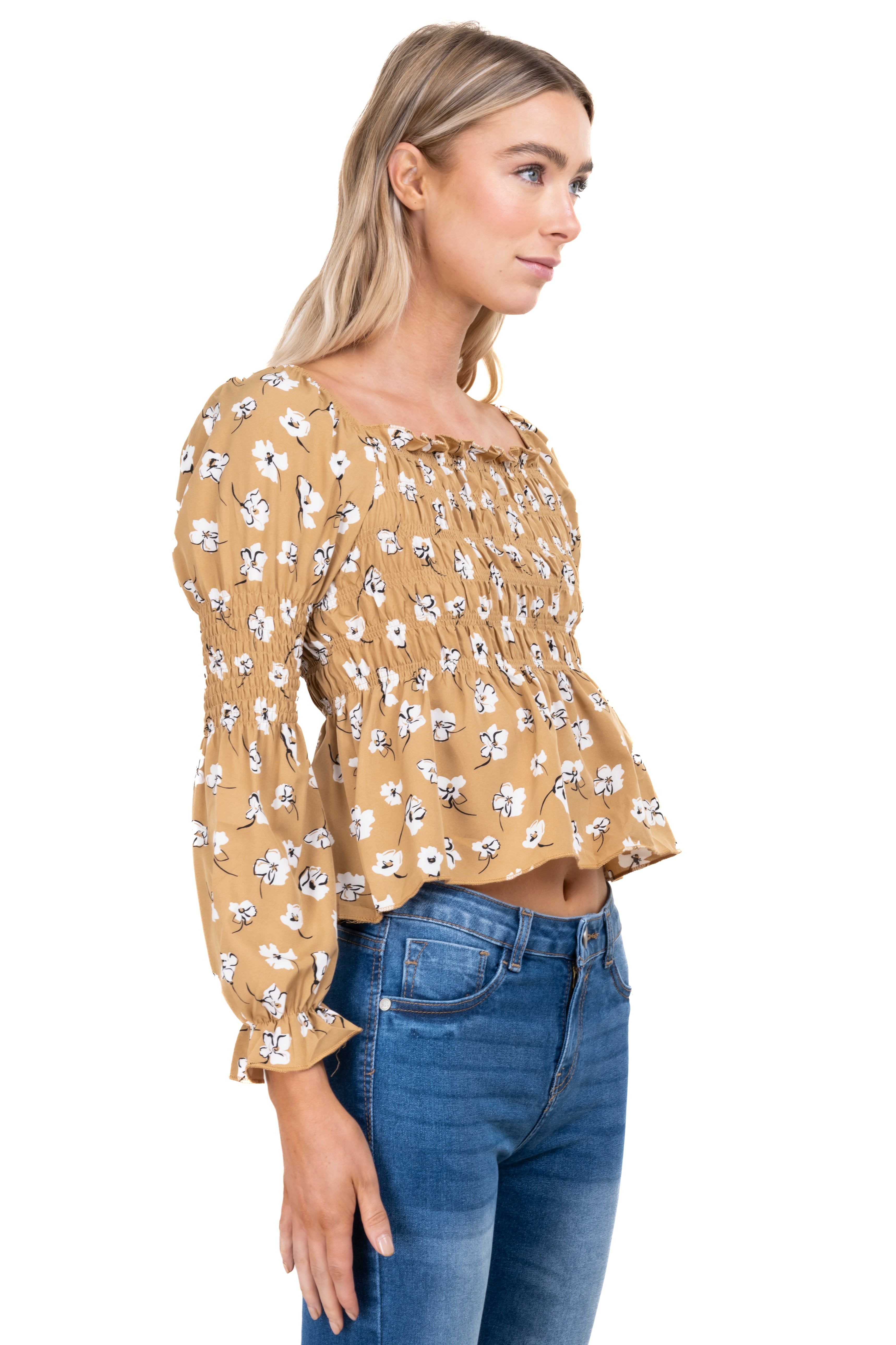 Blusa manga larga escote cuadrado detalle ligas sold by Shasa product image thumbnail 3