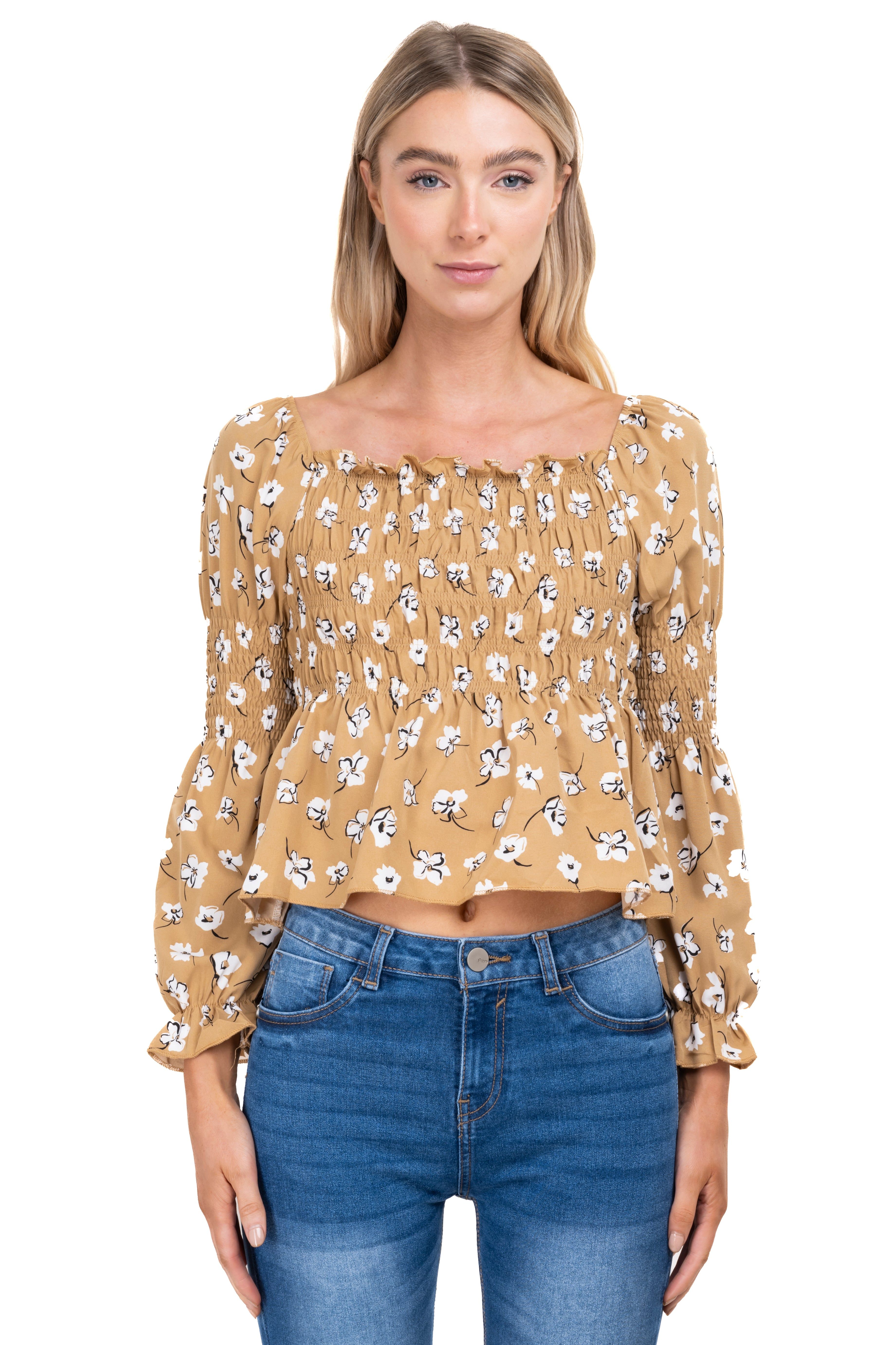 Blusa manga larga escote cuadrado detalle ligas sold by Shasa product image thumbnail 2