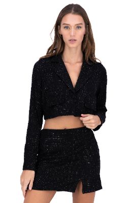 Blazer crop bolsillos textura sold by Shasa