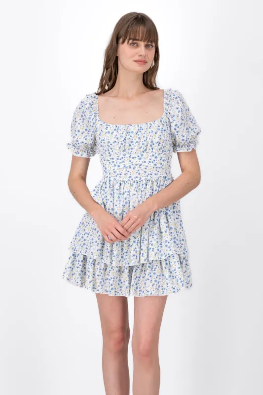 Vestido Mini Flores Manga Olanes sold by Shasa