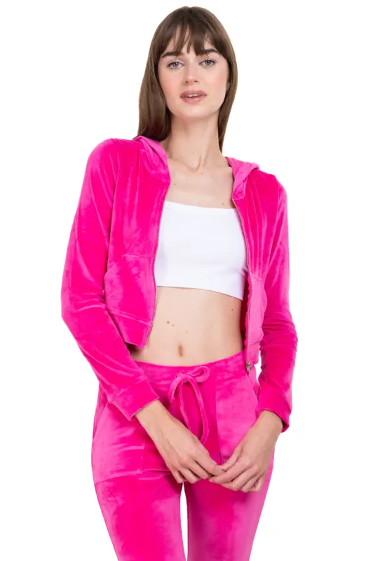 Sudadera crop terciopelo bolsillos sold by Shasa