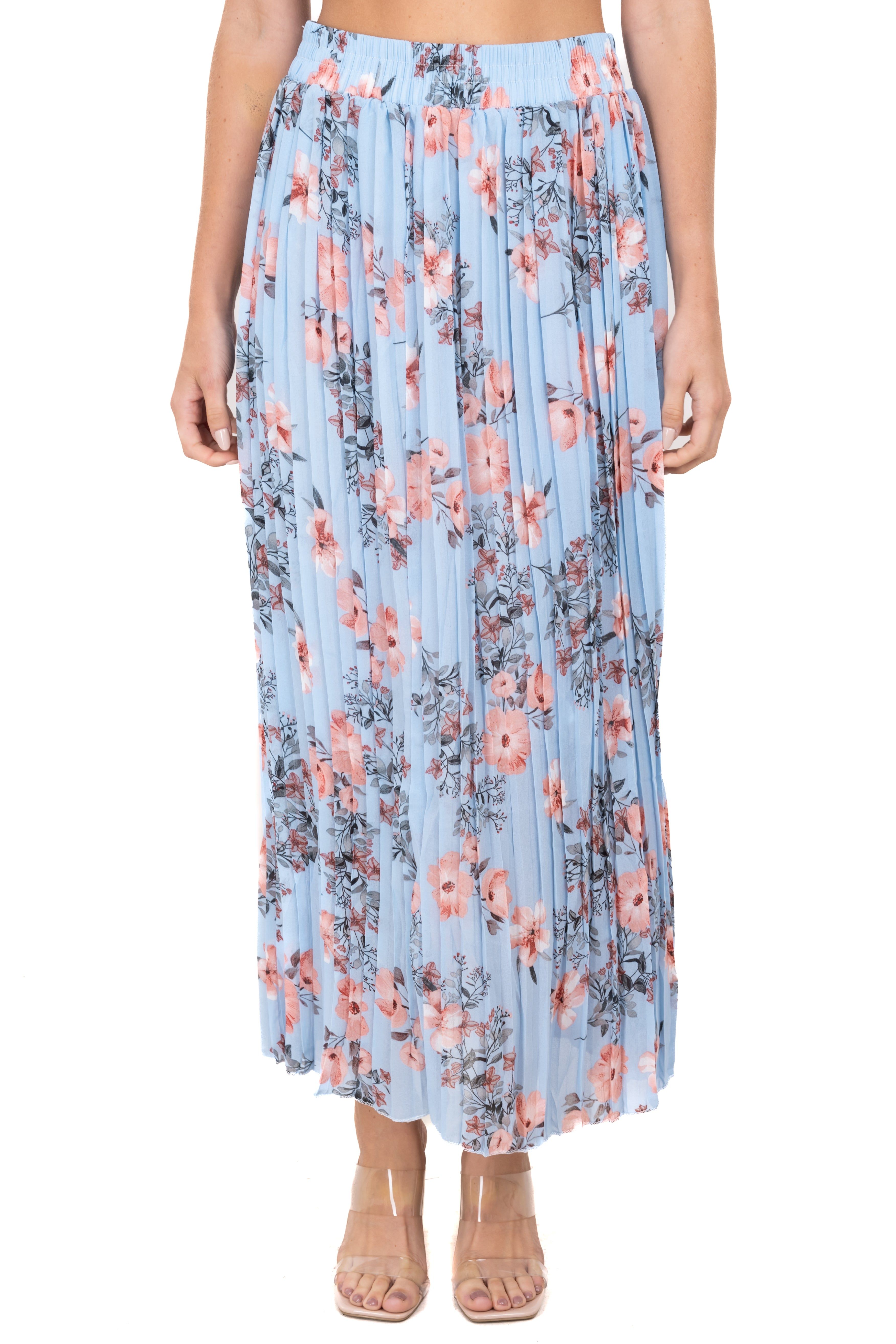 Falda midi tableada flores sold by Shasa