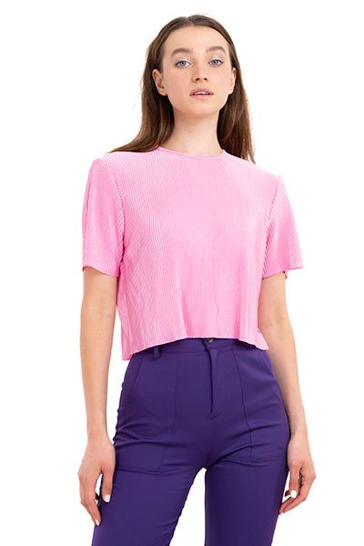 Top crop acanalado manga corta sold by Shasa