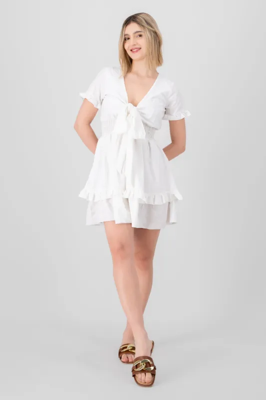 vestido escote en v olanes sold by Shasa