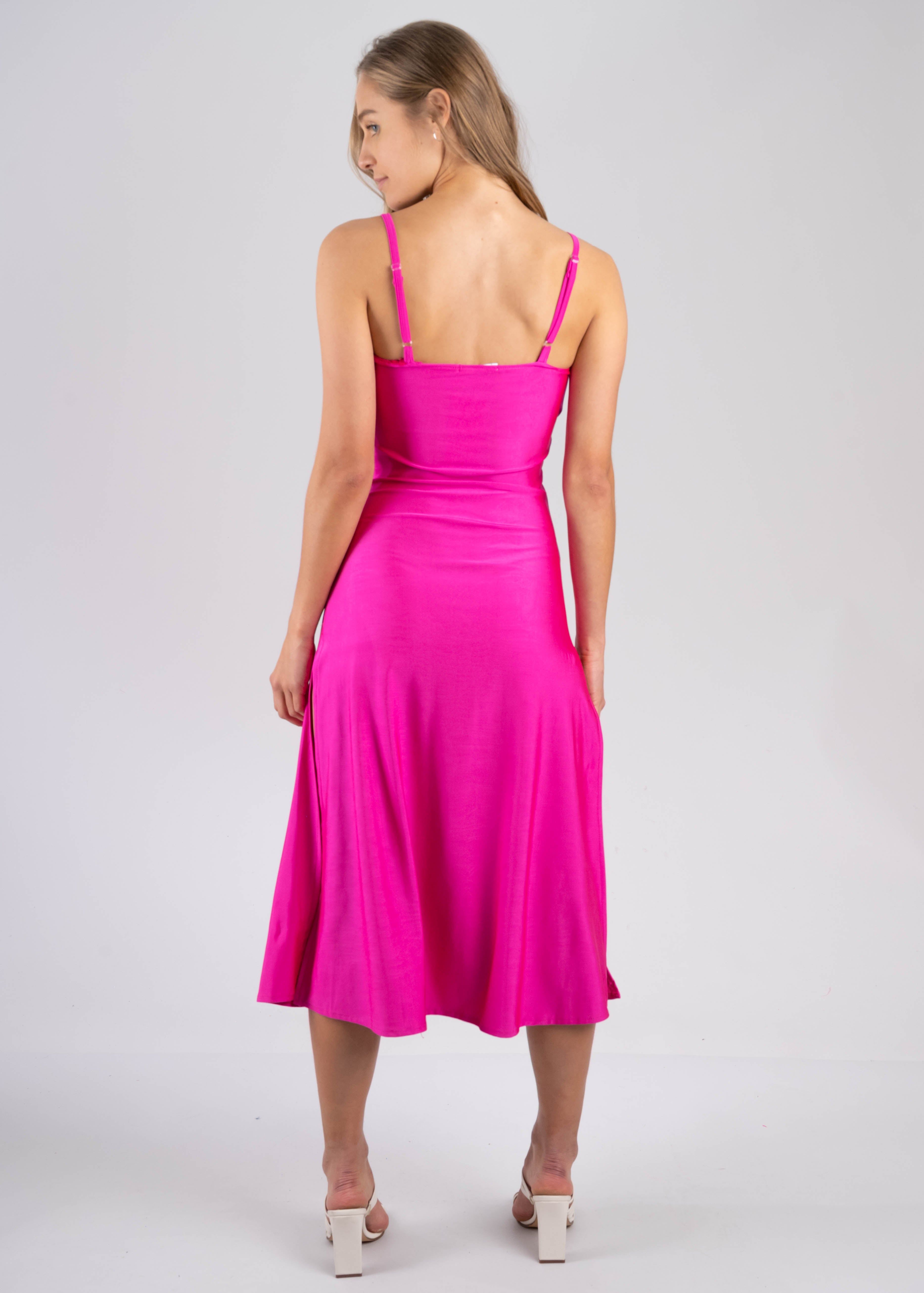 Vestido midi liso tirantes escote plisado sold by Shasa product image thumbnail 4