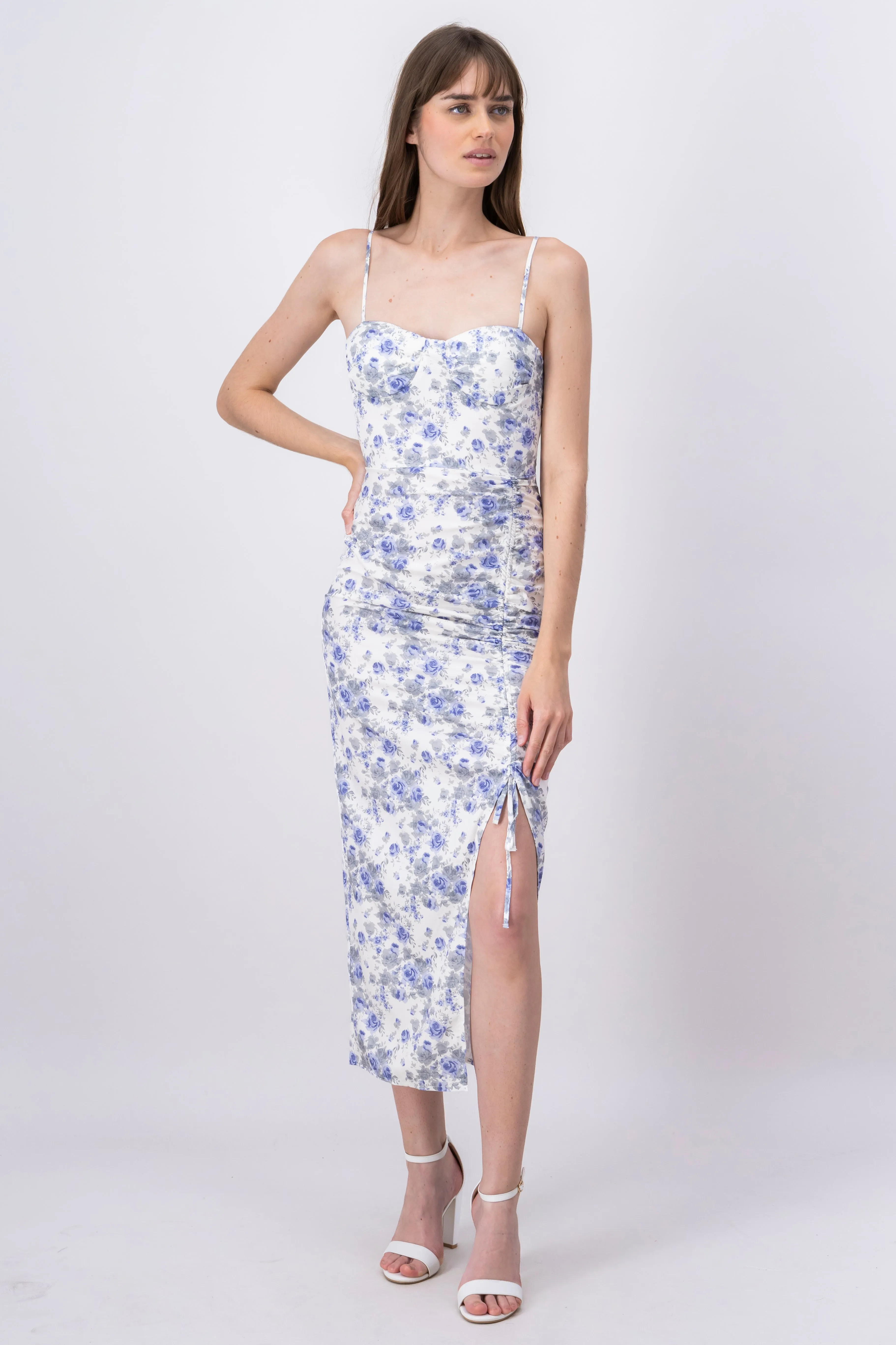 Vestido maxi abertura flores sold by Shasa