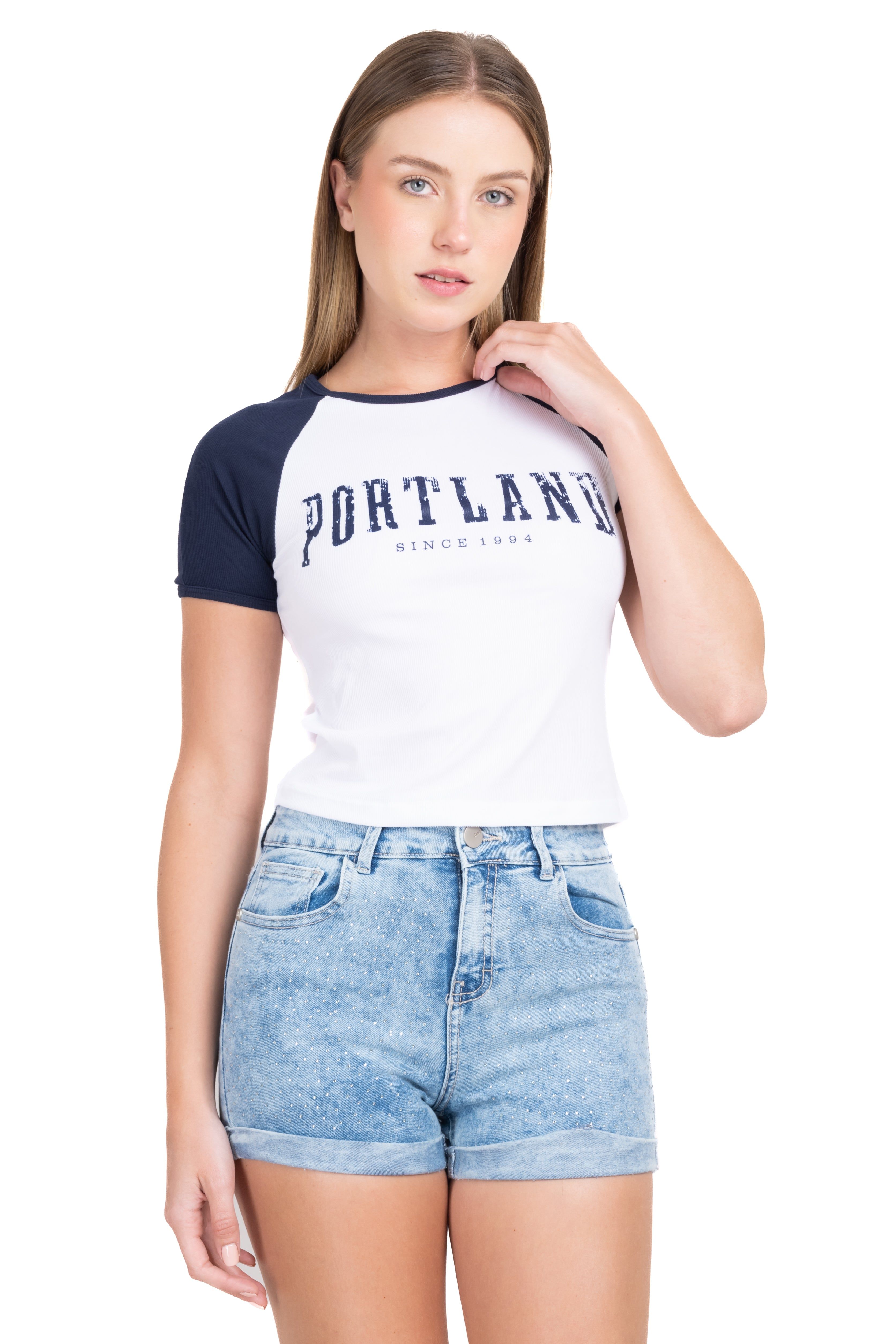 Top manga corta contraste rib sold by Shasa product image thumbnail 2