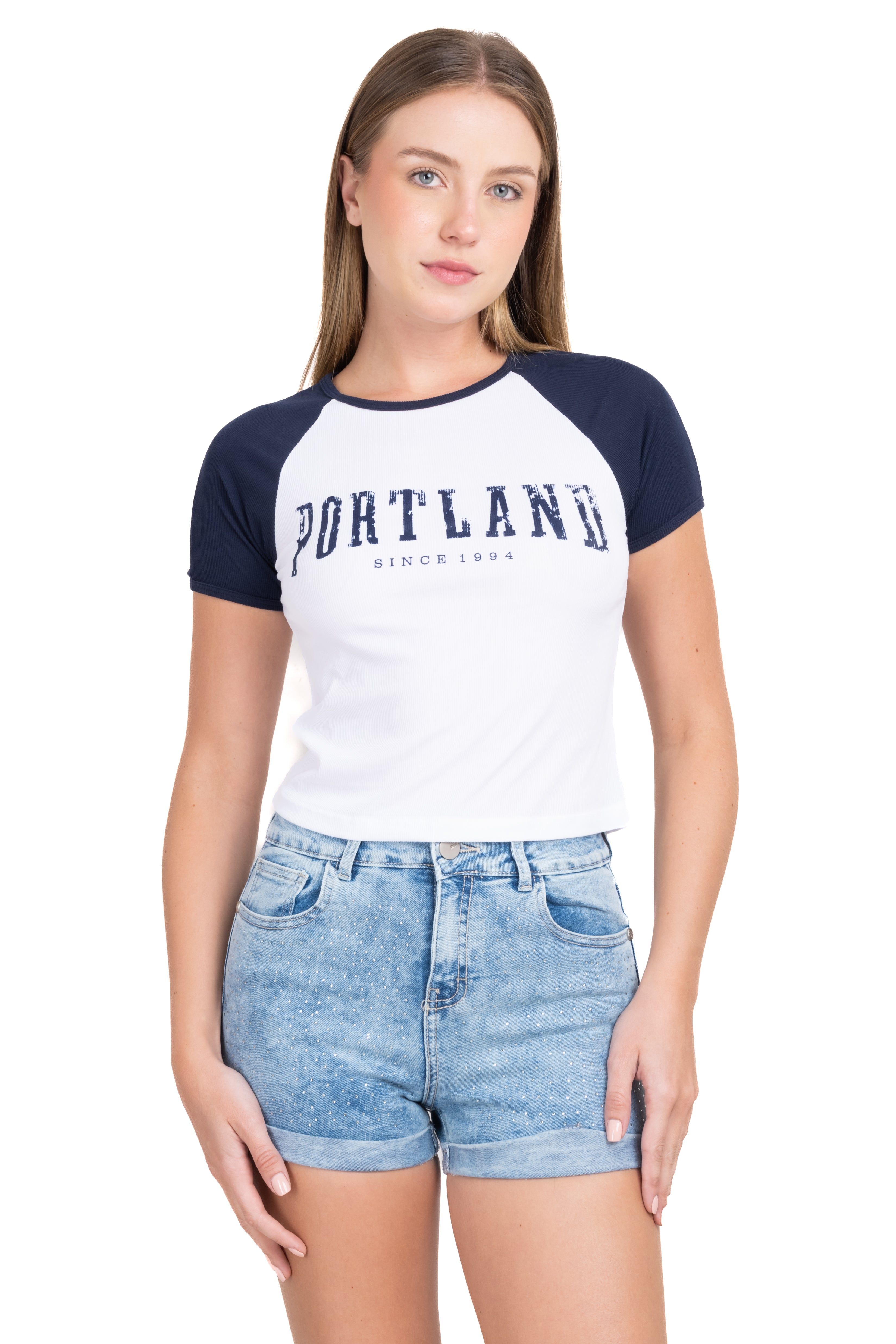 Top manga corta contraste rib sold by Shasa