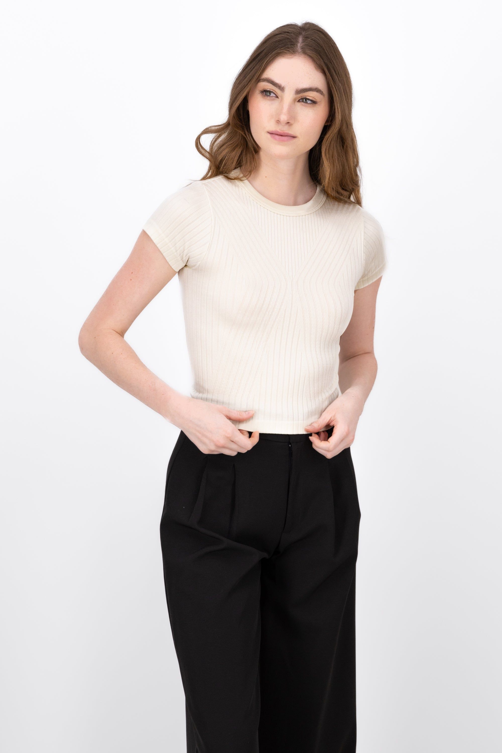 Top De Manga Corta Con Tejido Acanalado sold by Shasa