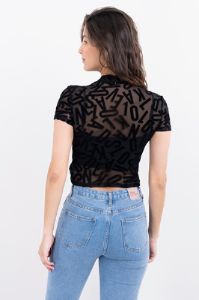 Top mesh flock letras manga larga sold by Shasa