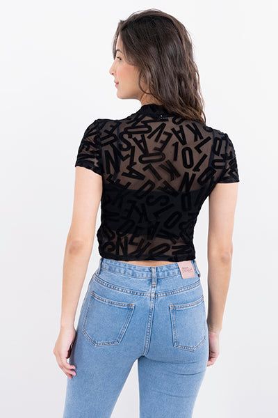 Top mesh flock letras manga larga sold by Shasa product image thumbnail 4