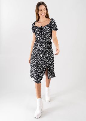 Vestido midi flores abullonado sold by Shasa