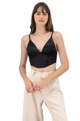 Corset cropped con copas liso sold by Shasa