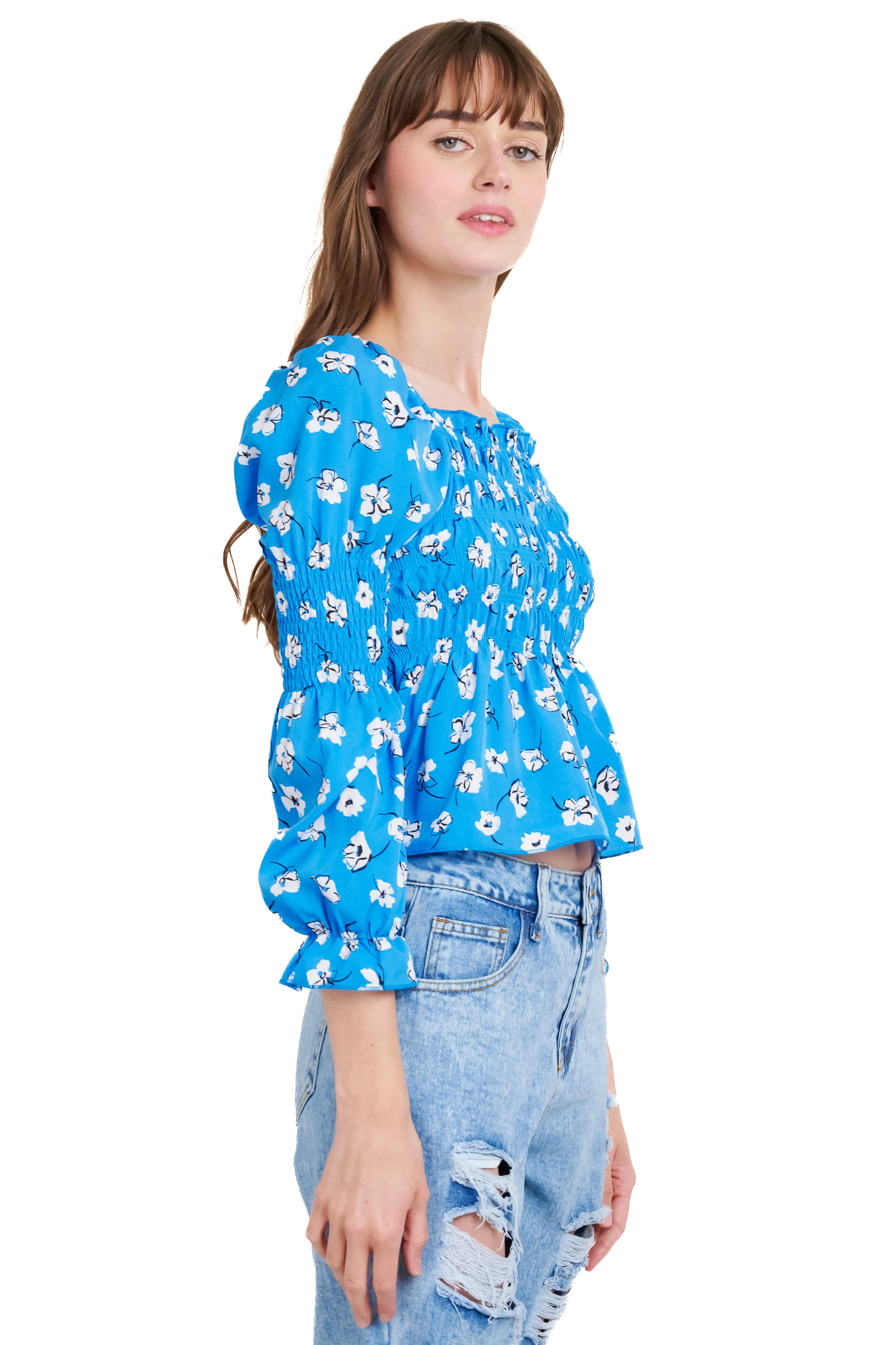 Blusa manga larga escote cuadrado detalle ligas sold by Shasa product image thumbnail 3