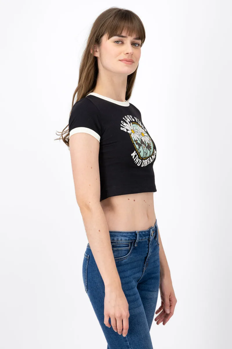 Playera Crop Frase Flores sold by Shasa product image thumbnail 3
