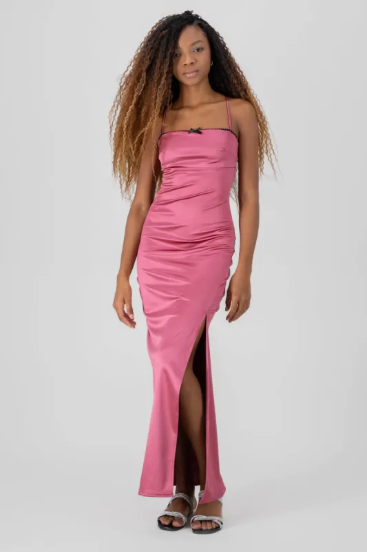Vestido maxi liso satin sold by Shasa