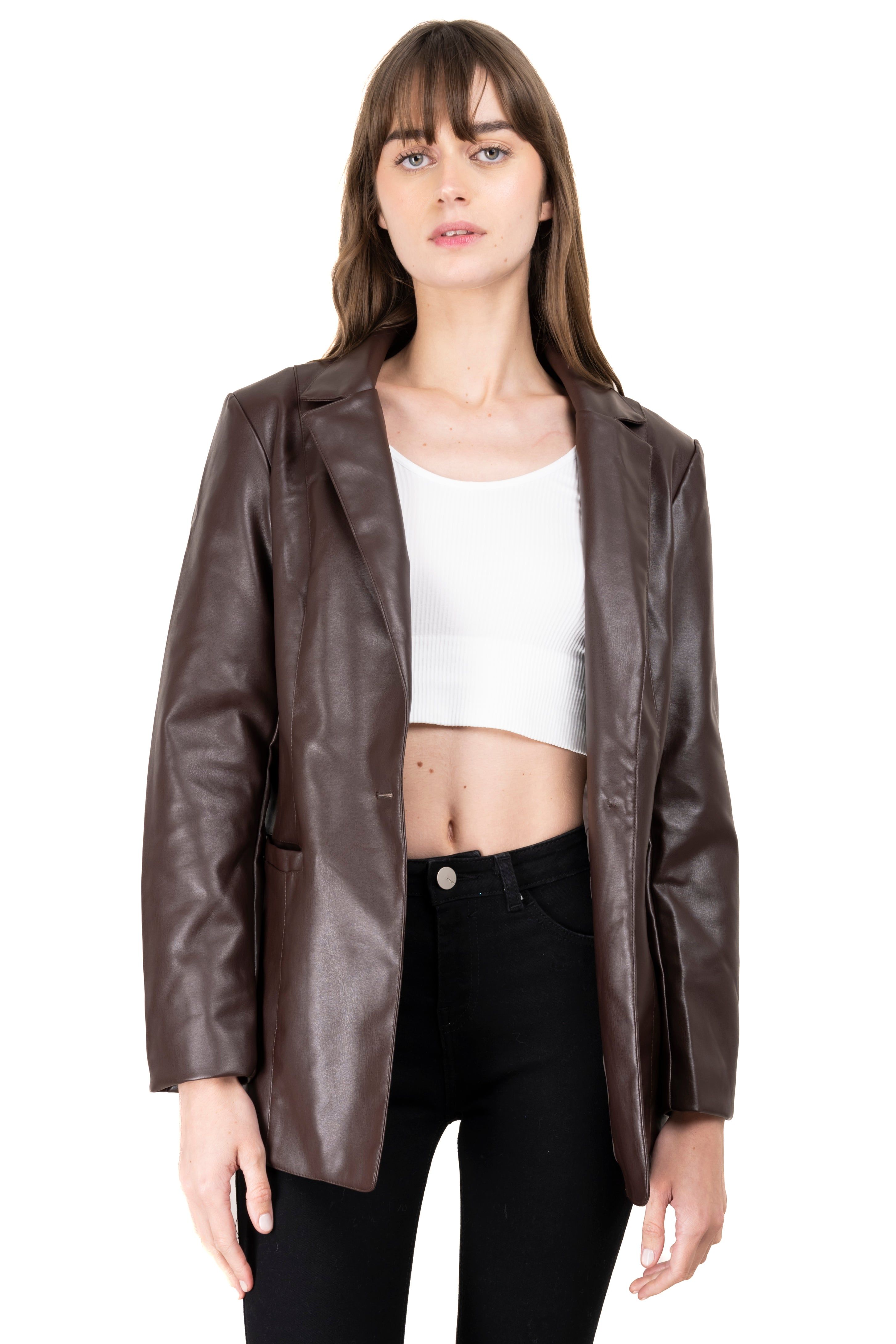 Saco efecto piel largo sold by Shasa