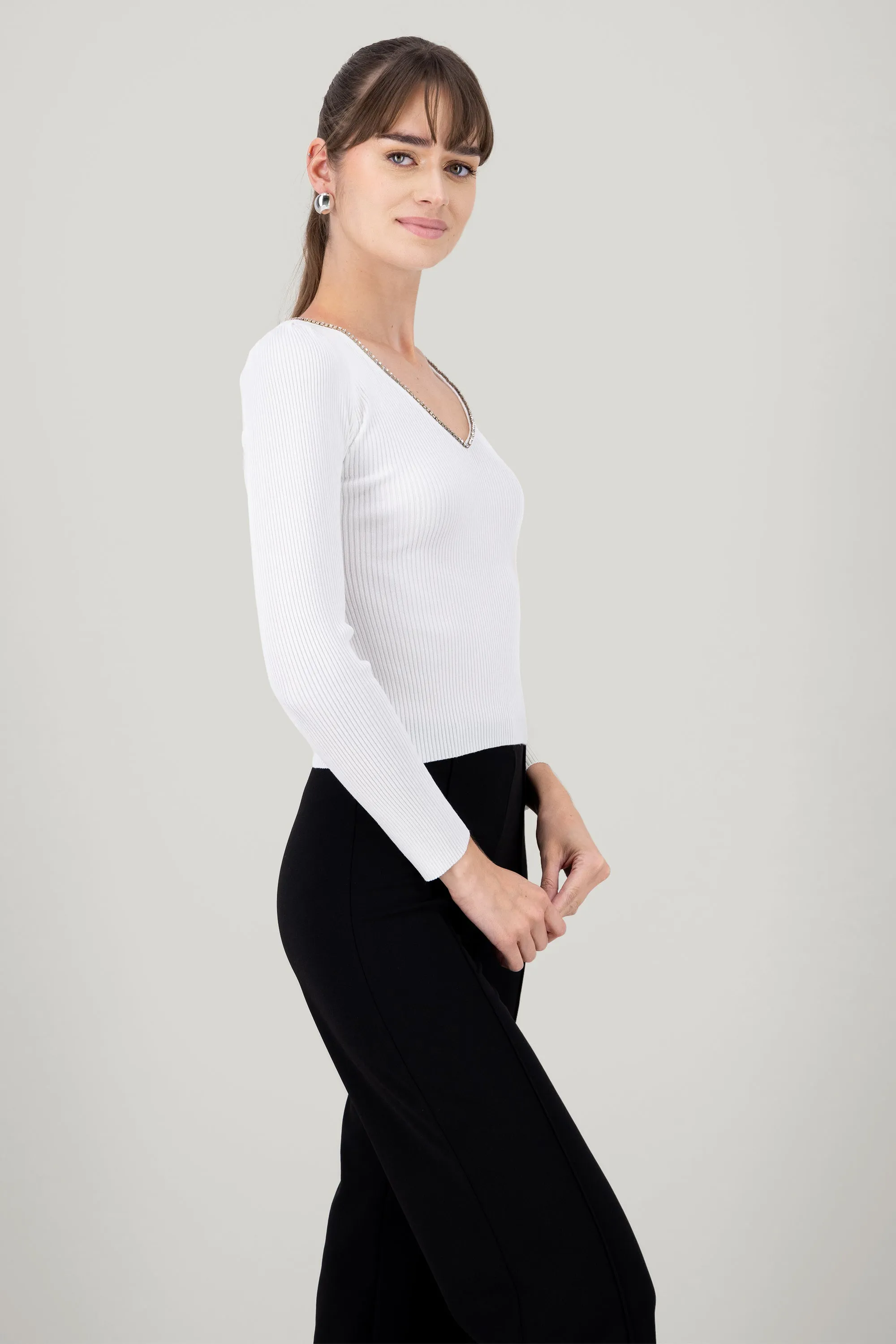 Top tejido mangalarga escote V con brillos Hypster sold by Shasa product image thumbnail 3