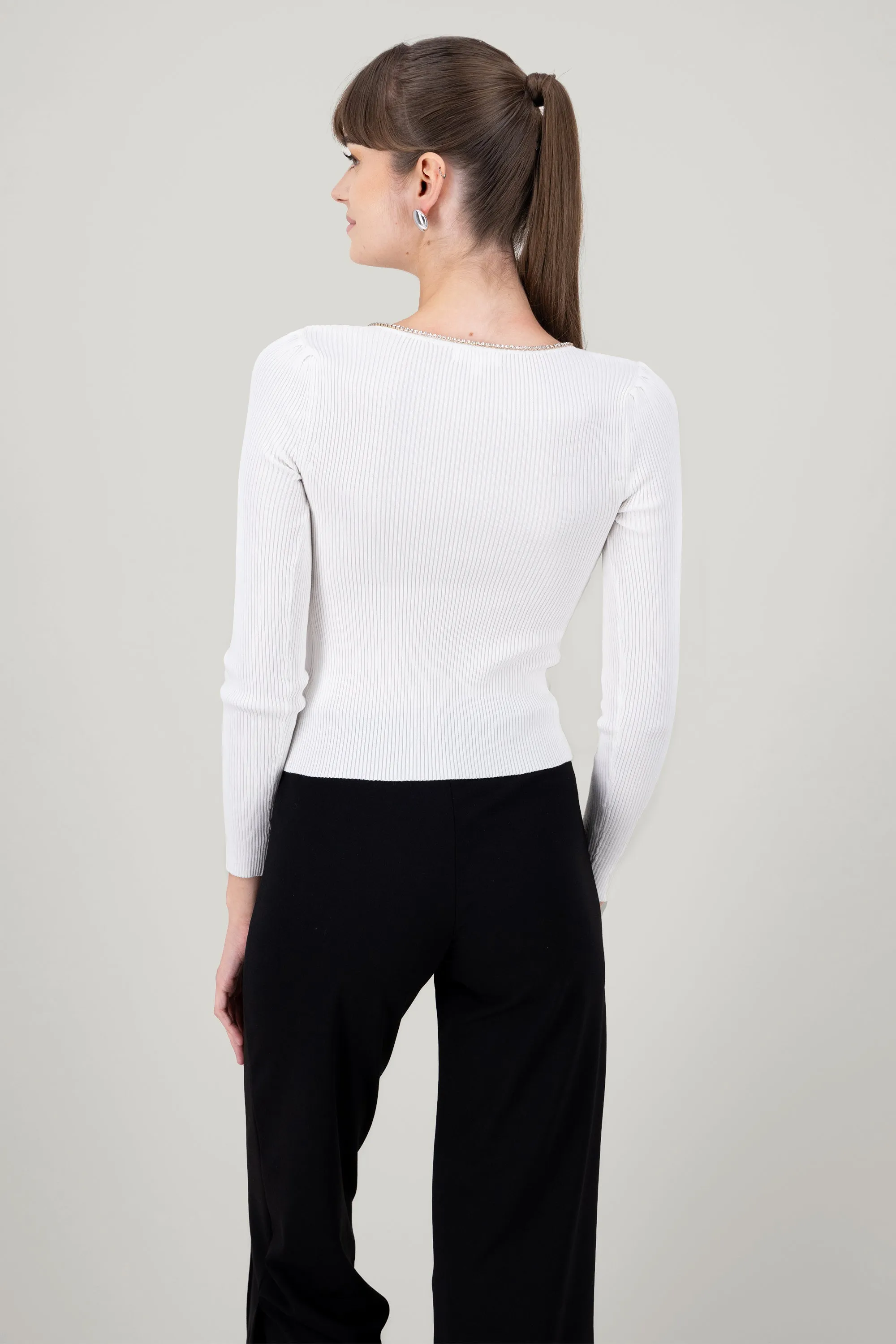 Top tejido mangalarga escote V con brillos Hypster sold by Shasa product image thumbnail 4