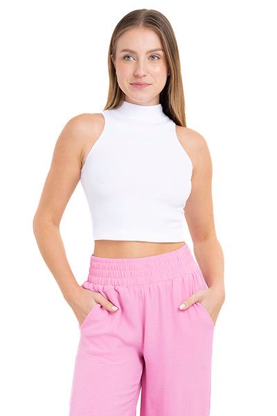 Top acanalado cuello alto sold by Shasa