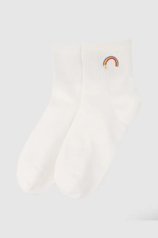 Calcetín de arcoíris bordado sold by Shasa