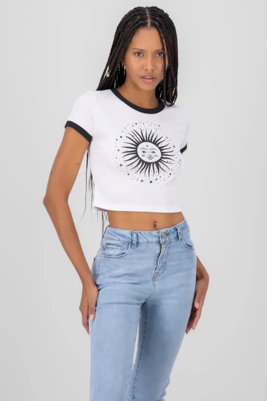 Playera crop contraste sol sold by Shasa