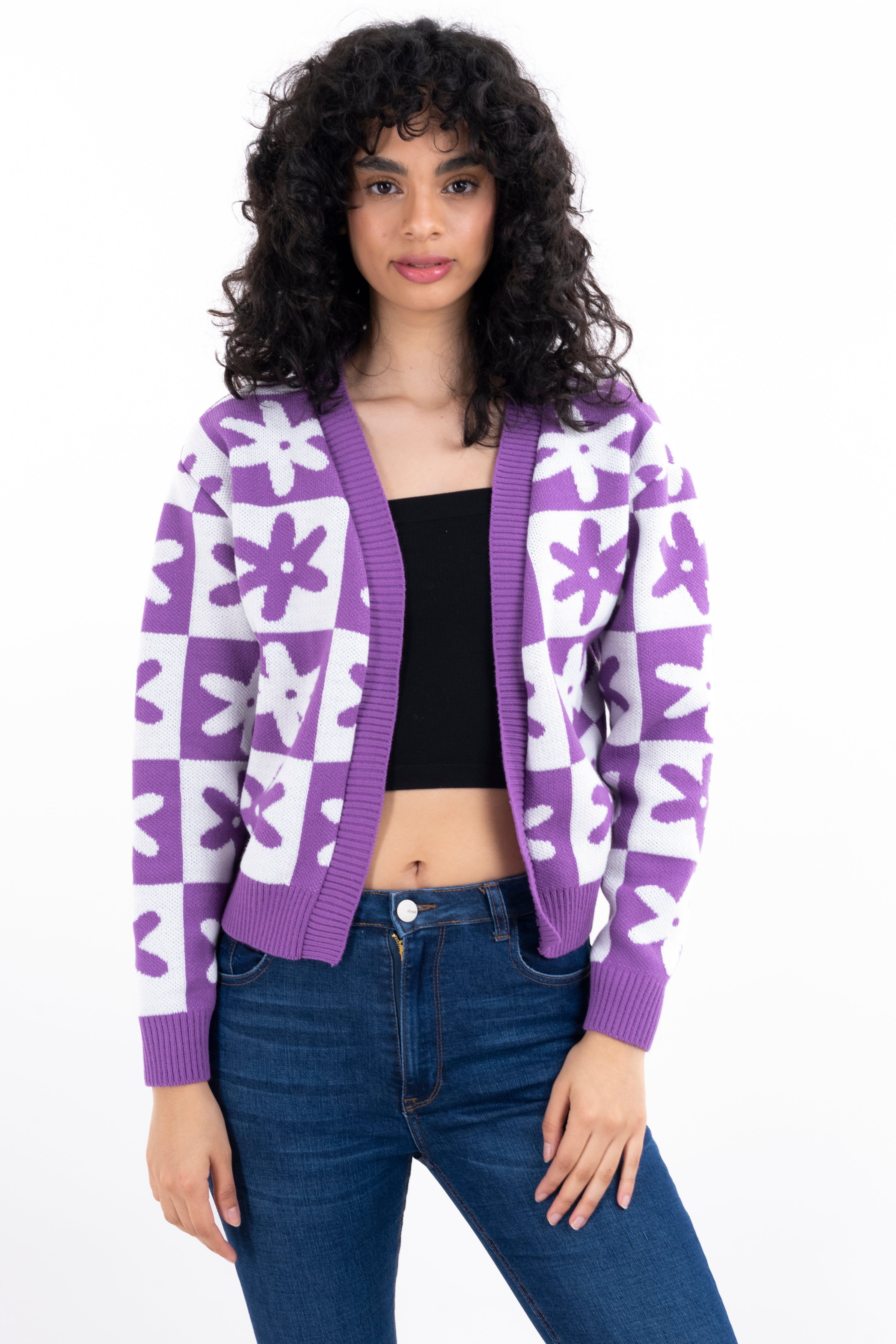 Cárdigan punto ajedrez flores sold by Shasa product image thumbnail 2