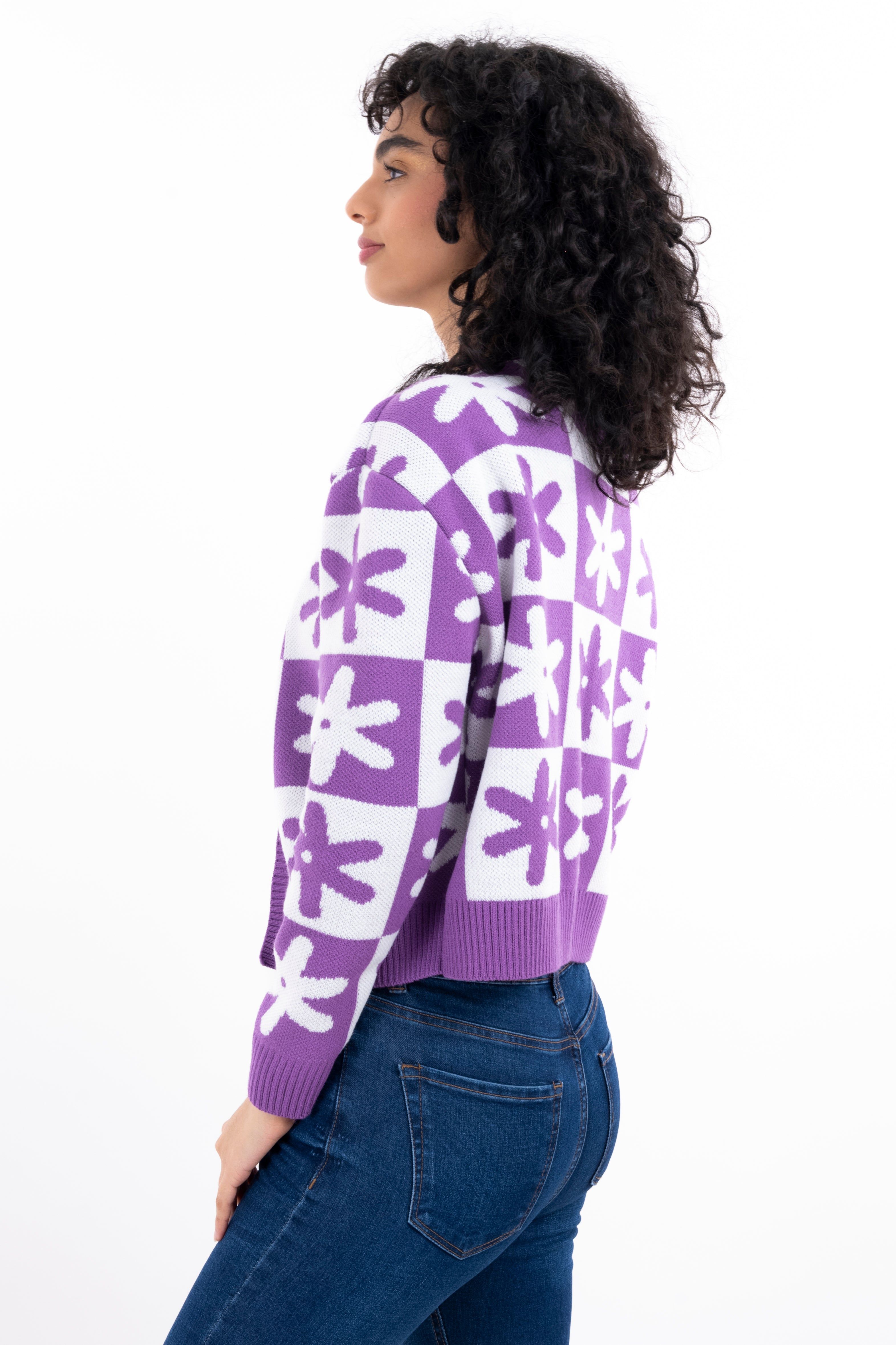 Cárdigan punto ajedrez flores sold by Shasa product image thumbnail 3