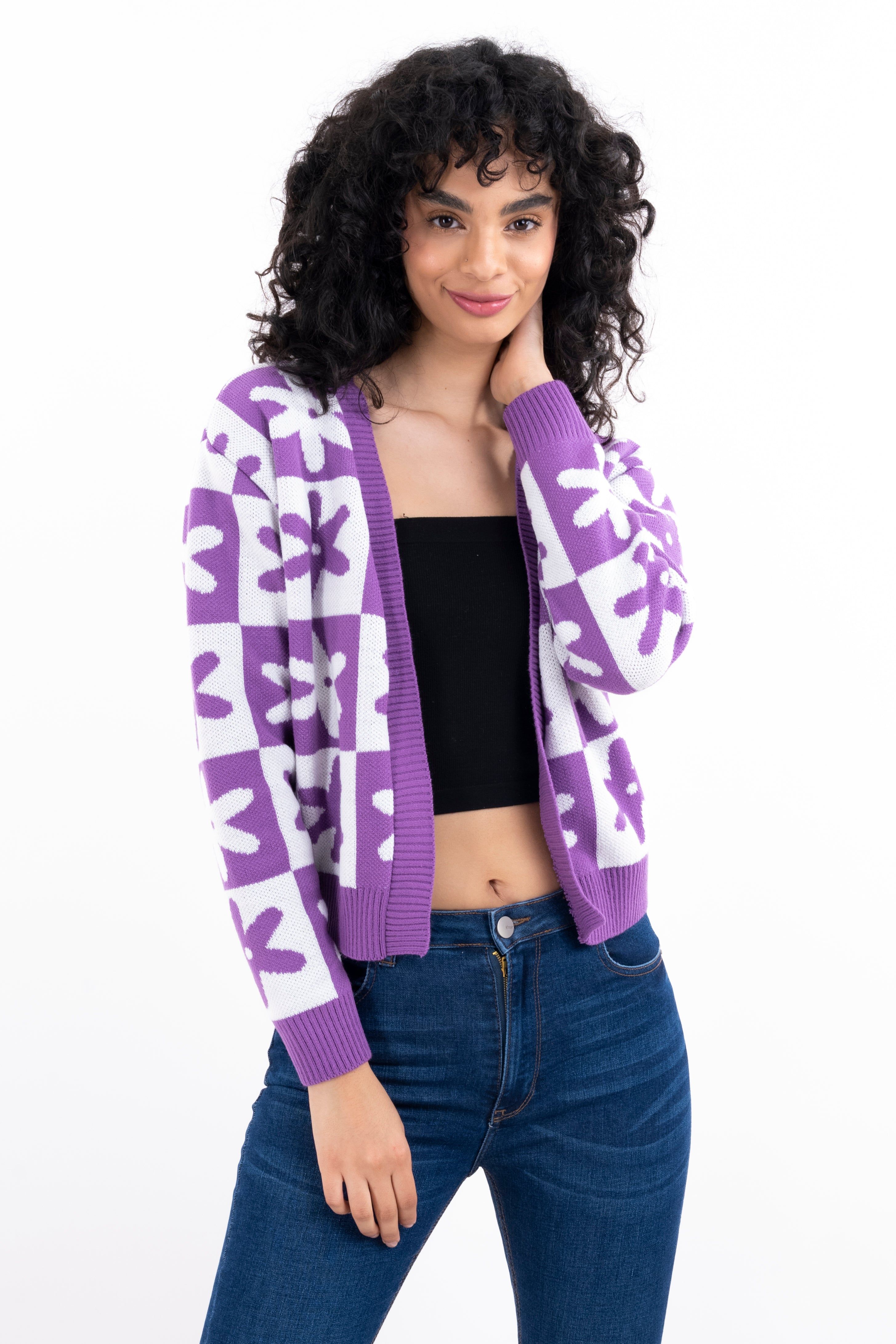 Cárdigan punto ajedrez flores sold by Shasa product image thumbnail 5