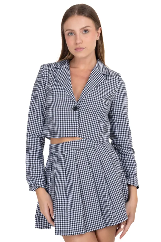 Saco crop cuadros bicolor sold by Shasa