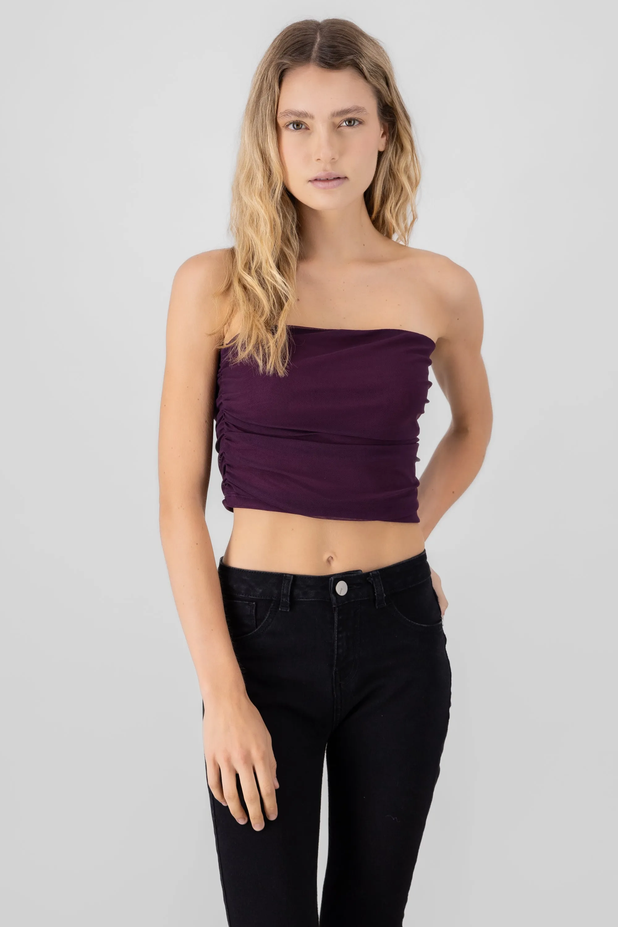 Top tubo drapeado mesh sold by Shasa