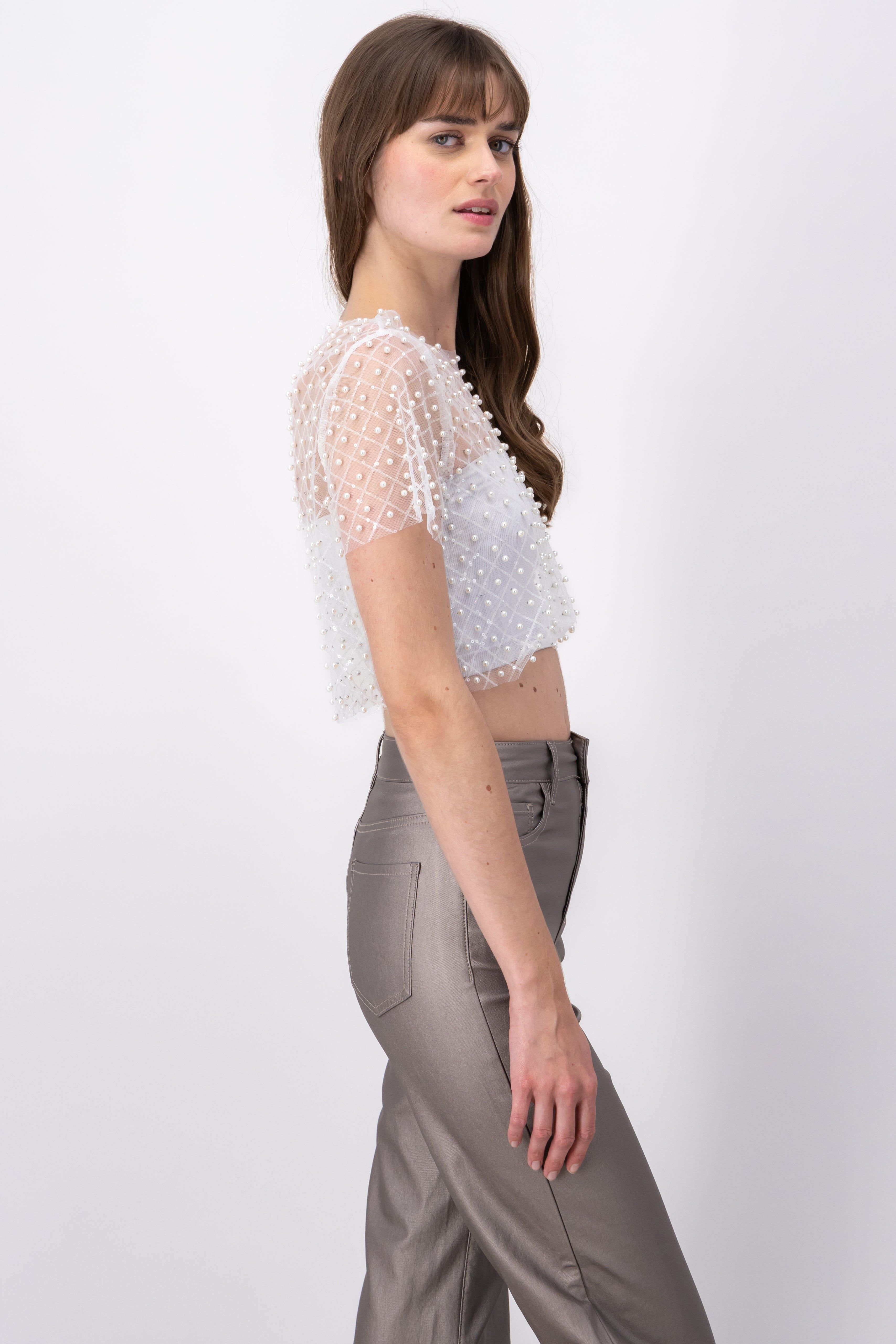 Top mesh manga corta perlas sold by Shasa product image thumbnail 3