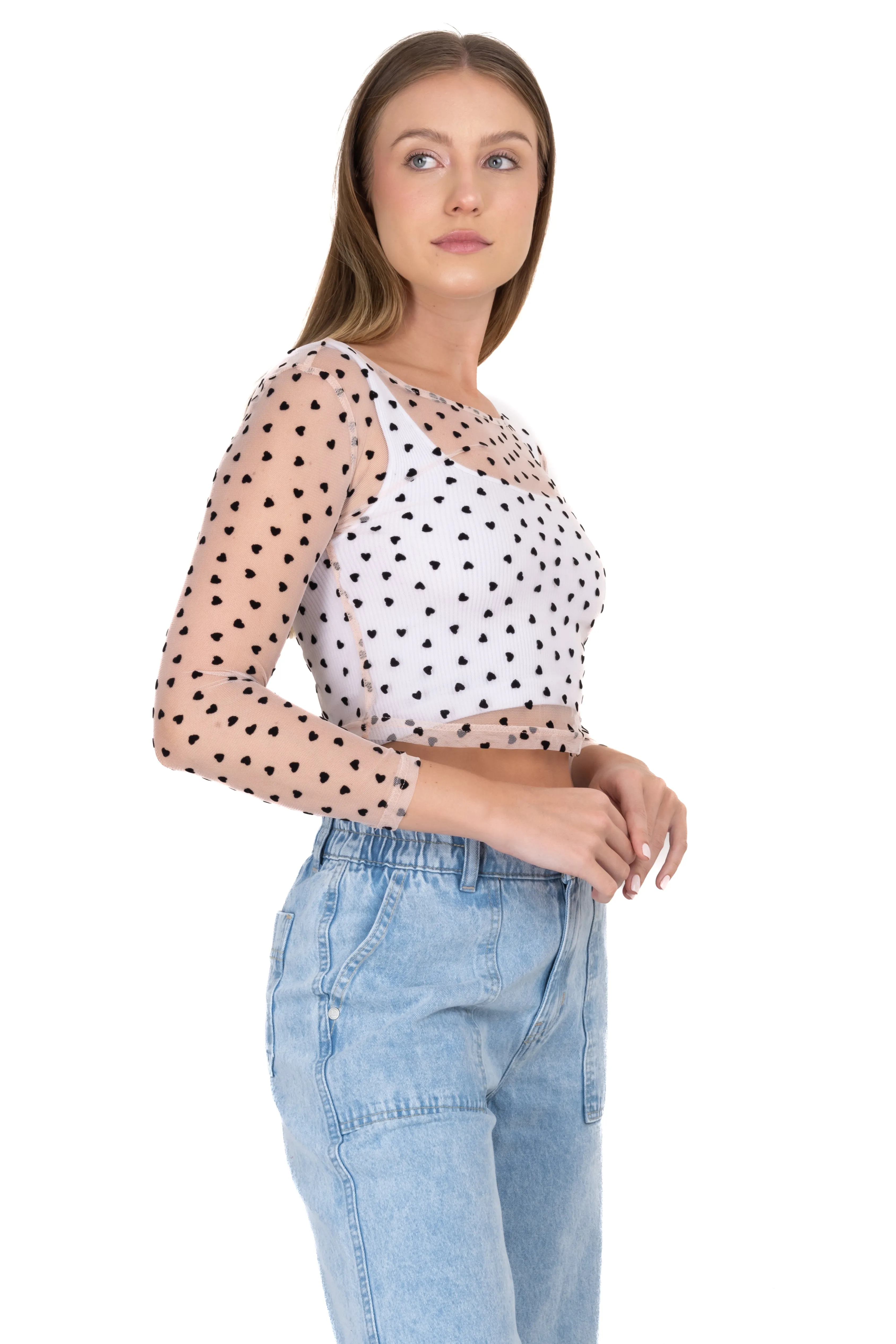 Top mesh manga larga corazones sold by Shasa product image thumbnail 3